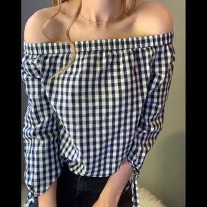 Off the shoulder gingham top